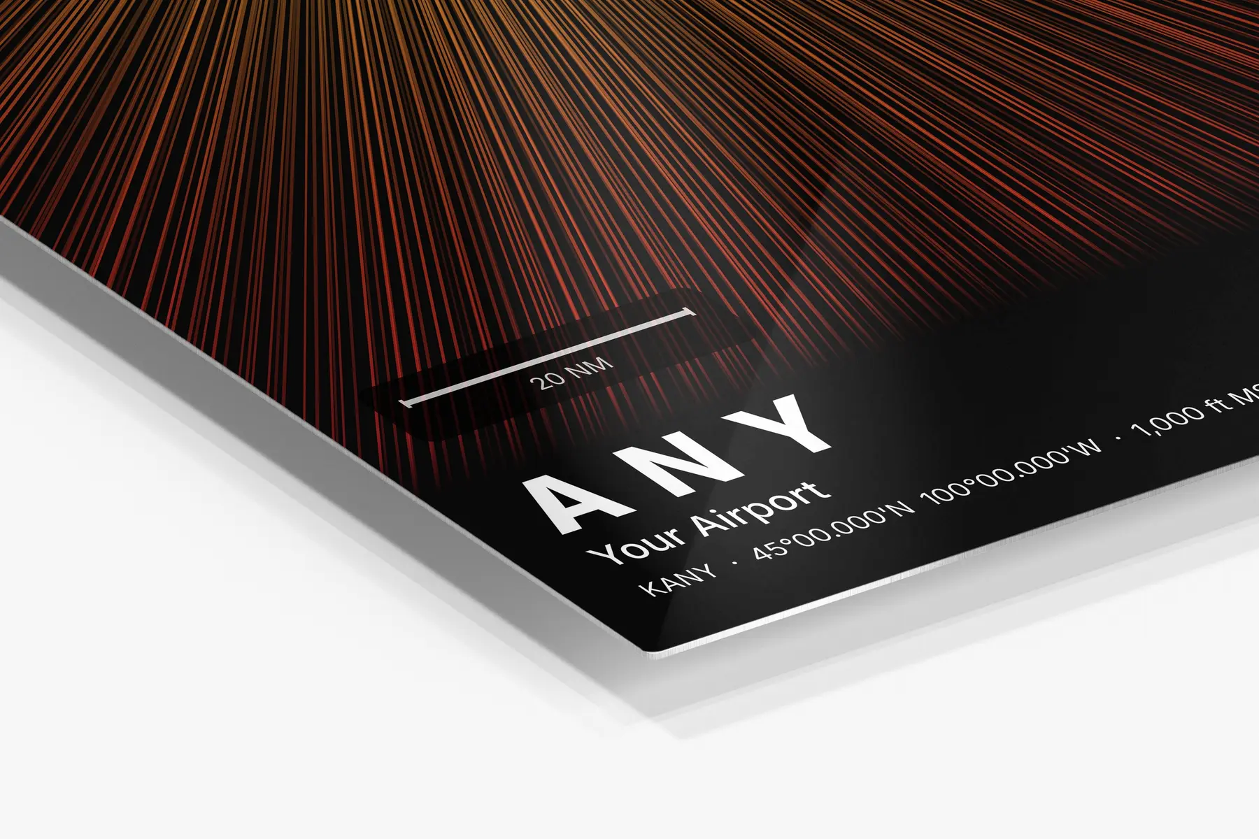 Close-up of the aluminum print's edge and high-gloss finish