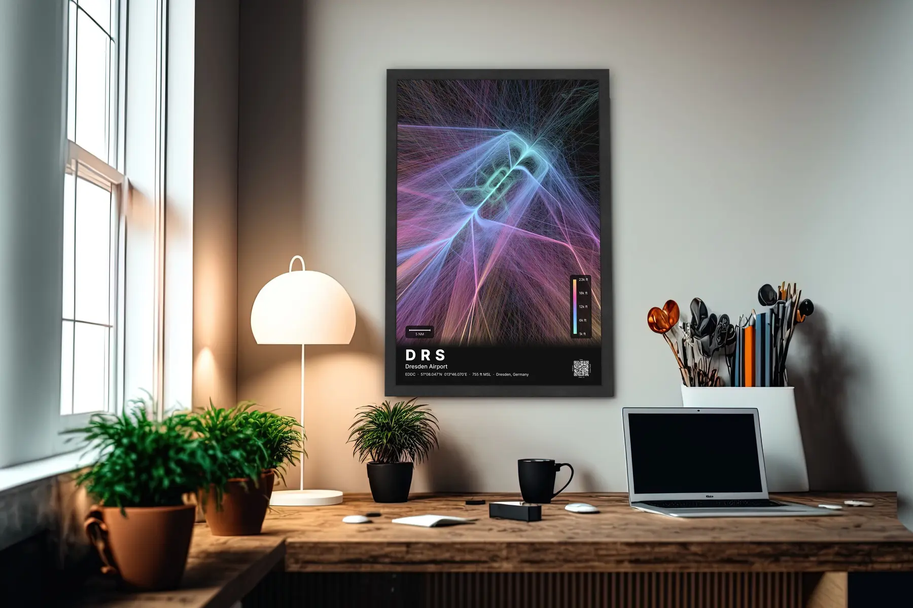 DRS flight path map — Aurora theme · Dark in office setting