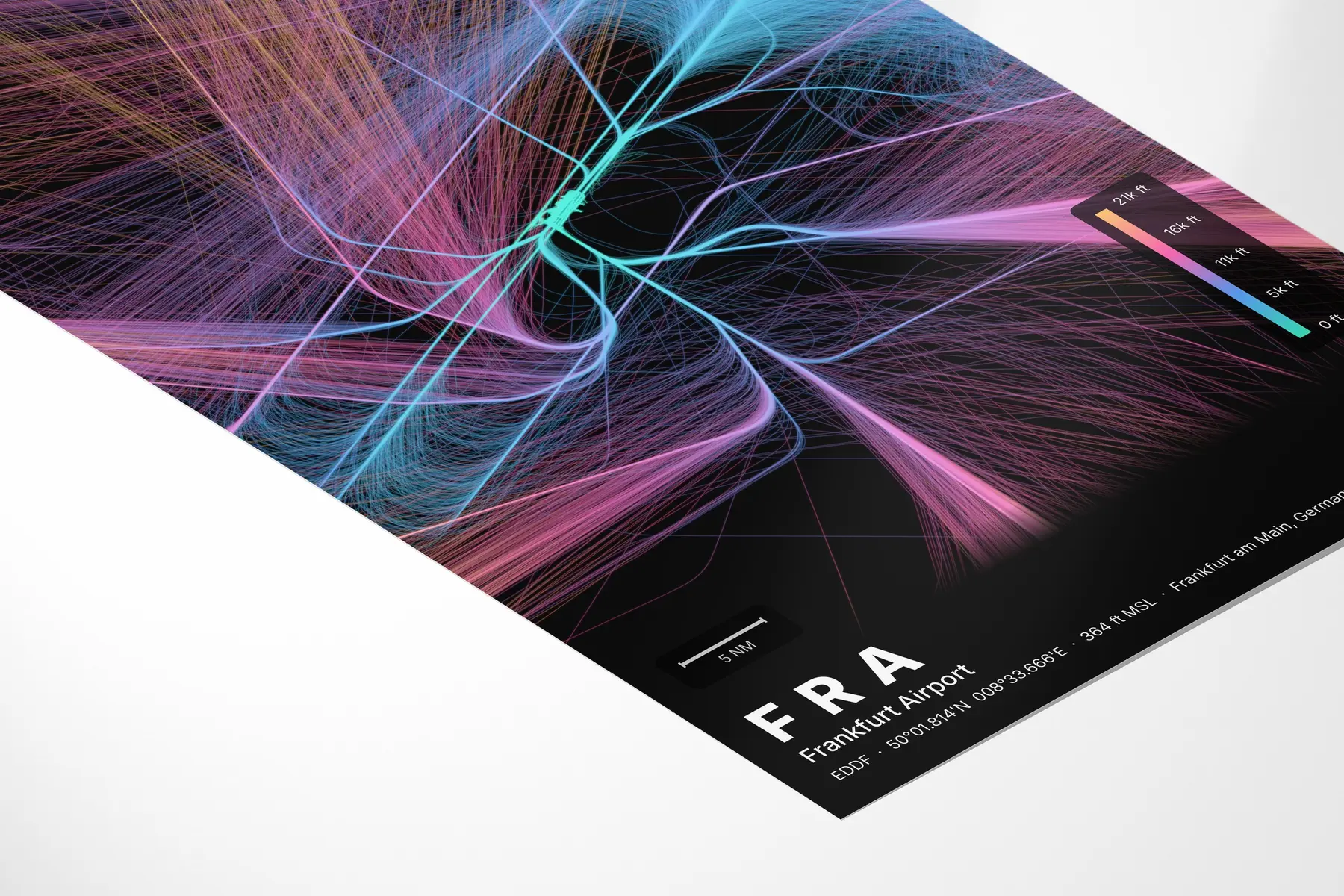 FRA flight path map — Aurora theme · Dark in corner-detail setting