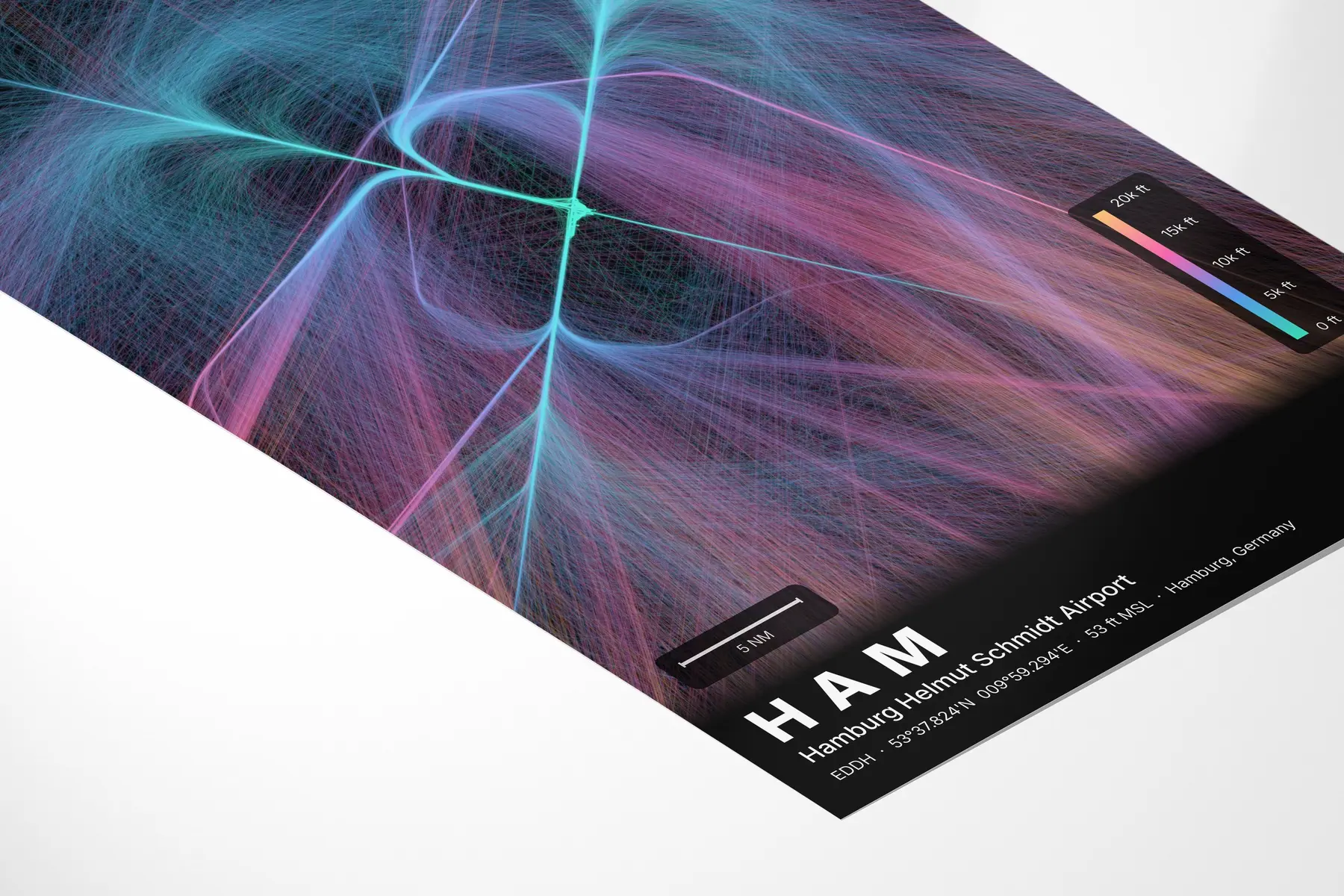HAM flight path map — Aurora theme · Dark in corner-detail setting