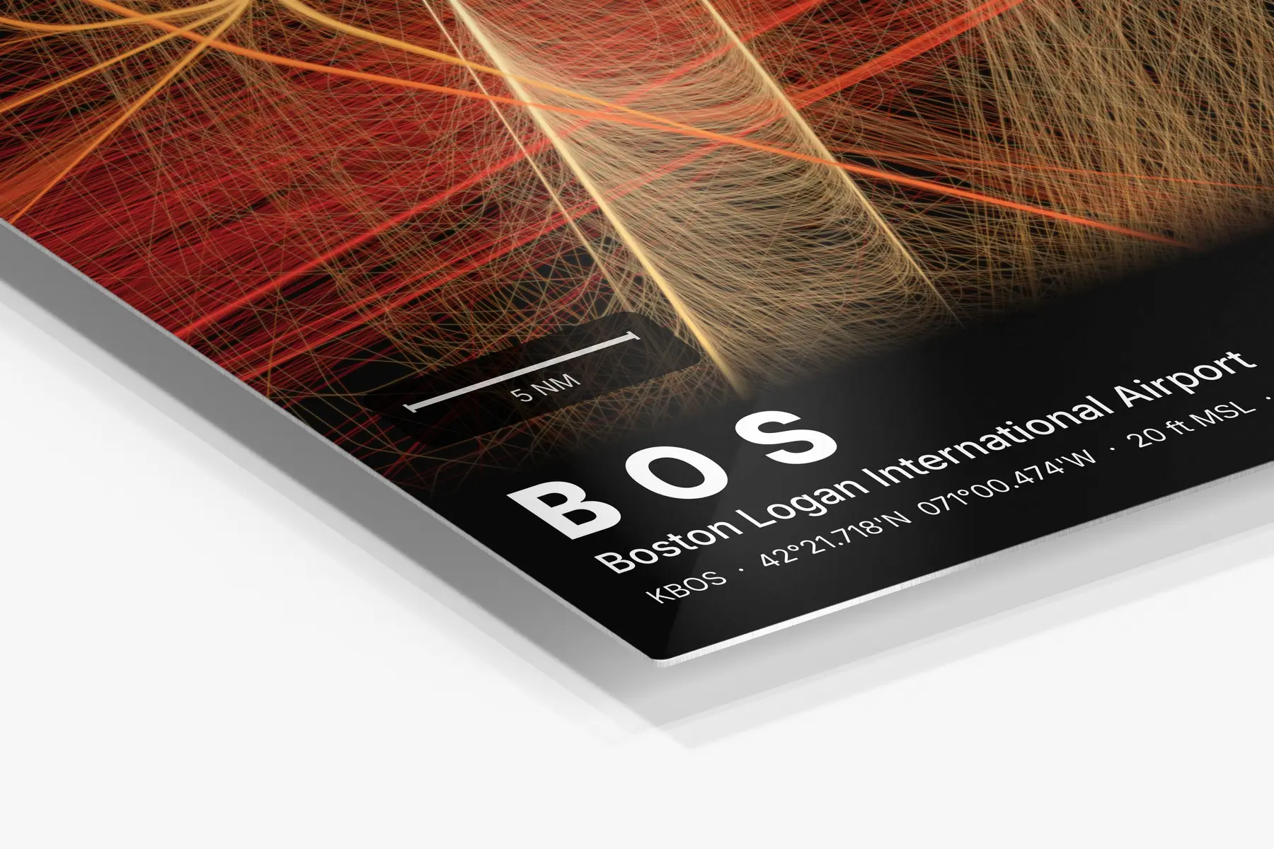 Close-up of the aluminum print's edge and high-gloss finish