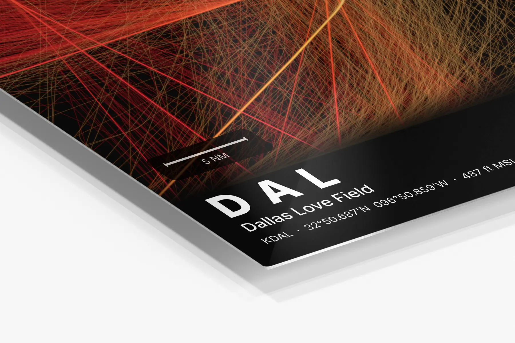 Close-up of the aluminum print's edge and high-gloss finish