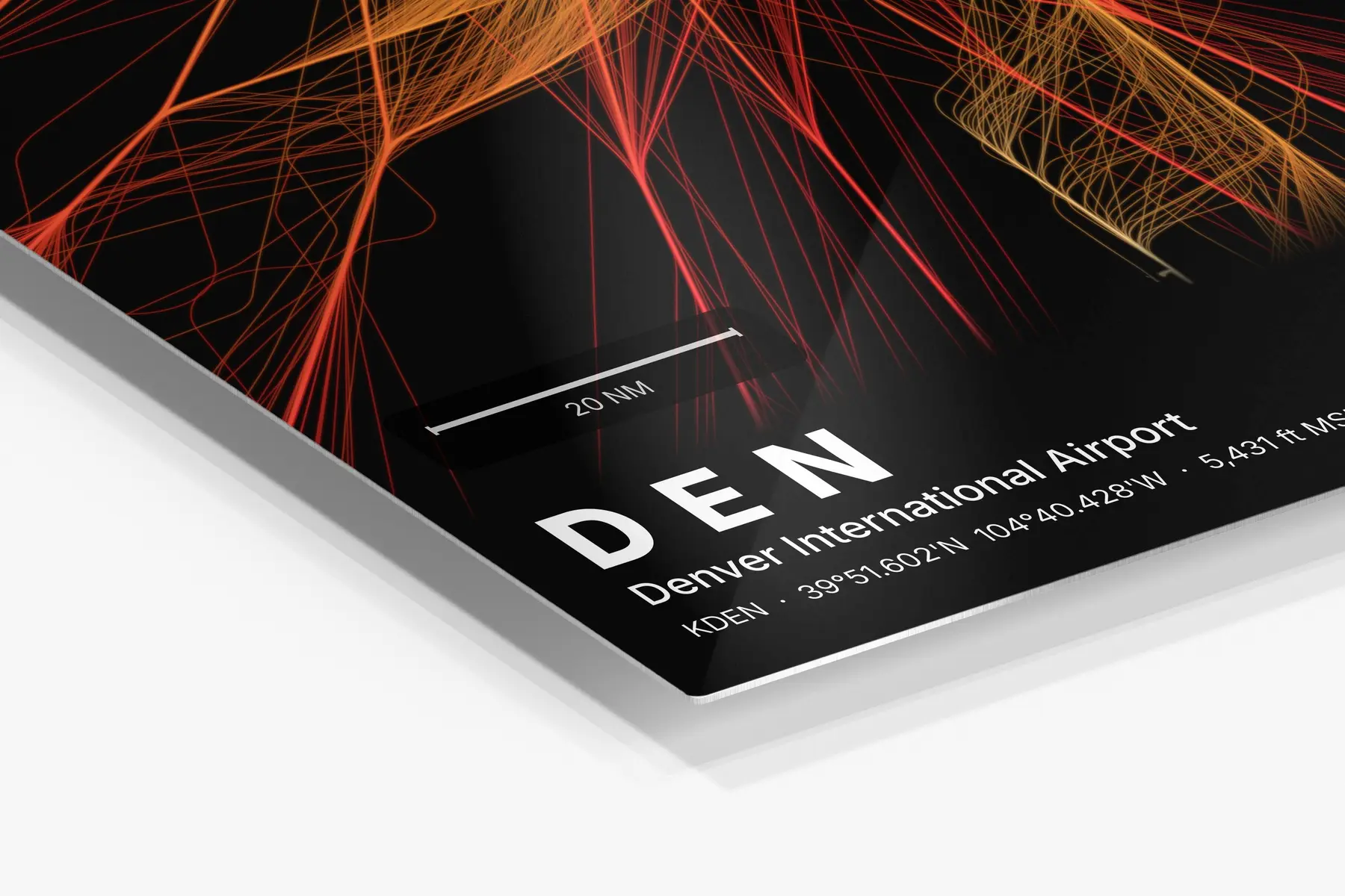 Close-up of the aluminum print's edge and high-gloss finish