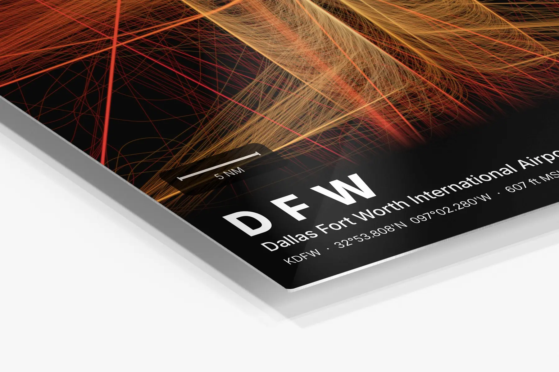 Close-up of the aluminum print's edge and high-gloss finish
