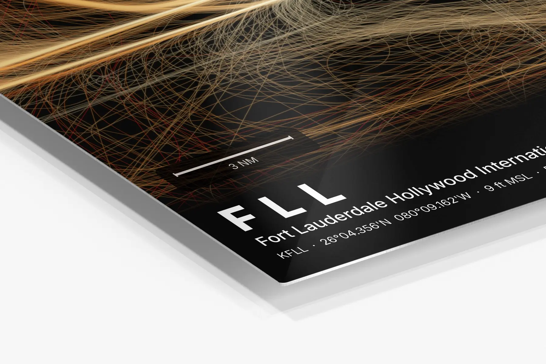 Close-up of the aluminum print's edge and high-gloss finish