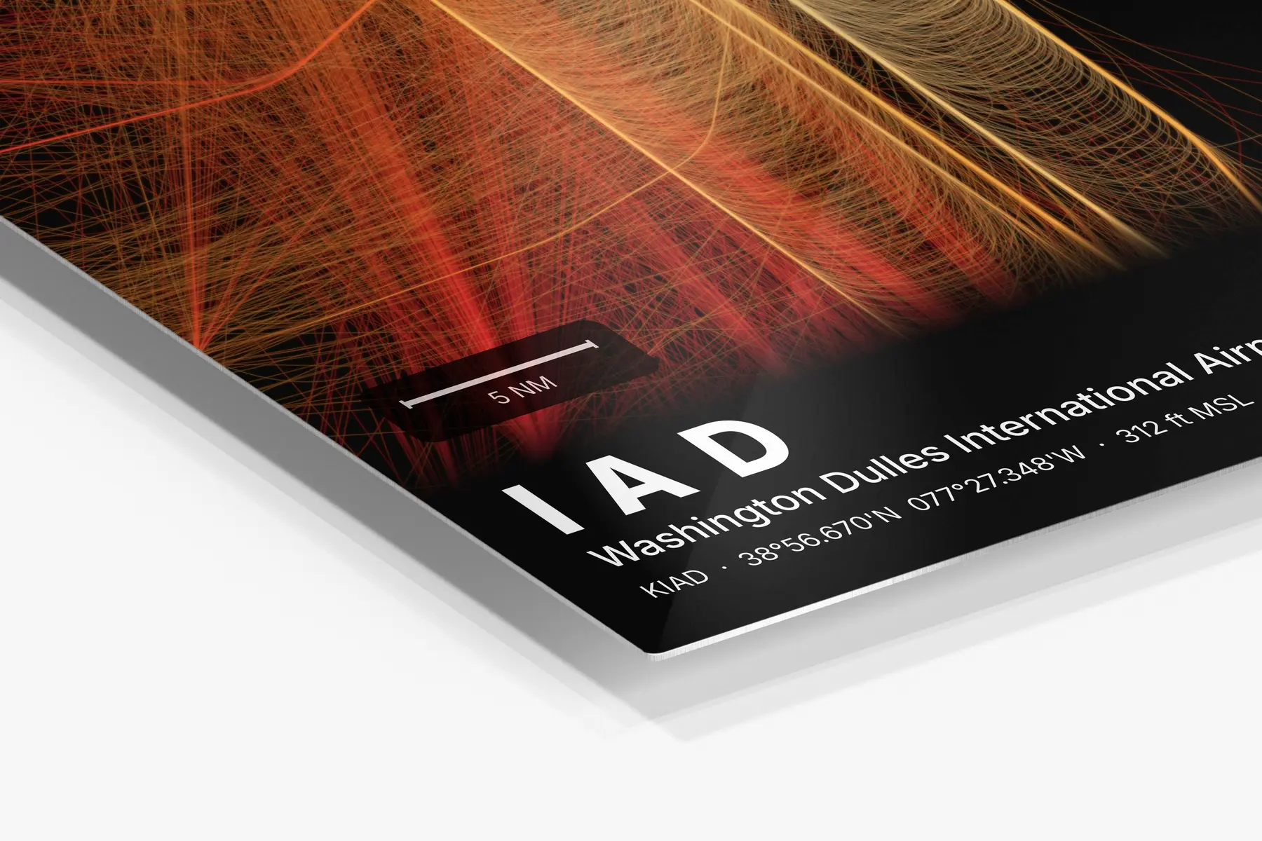Close-up of the aluminum print's edge and high-gloss finish