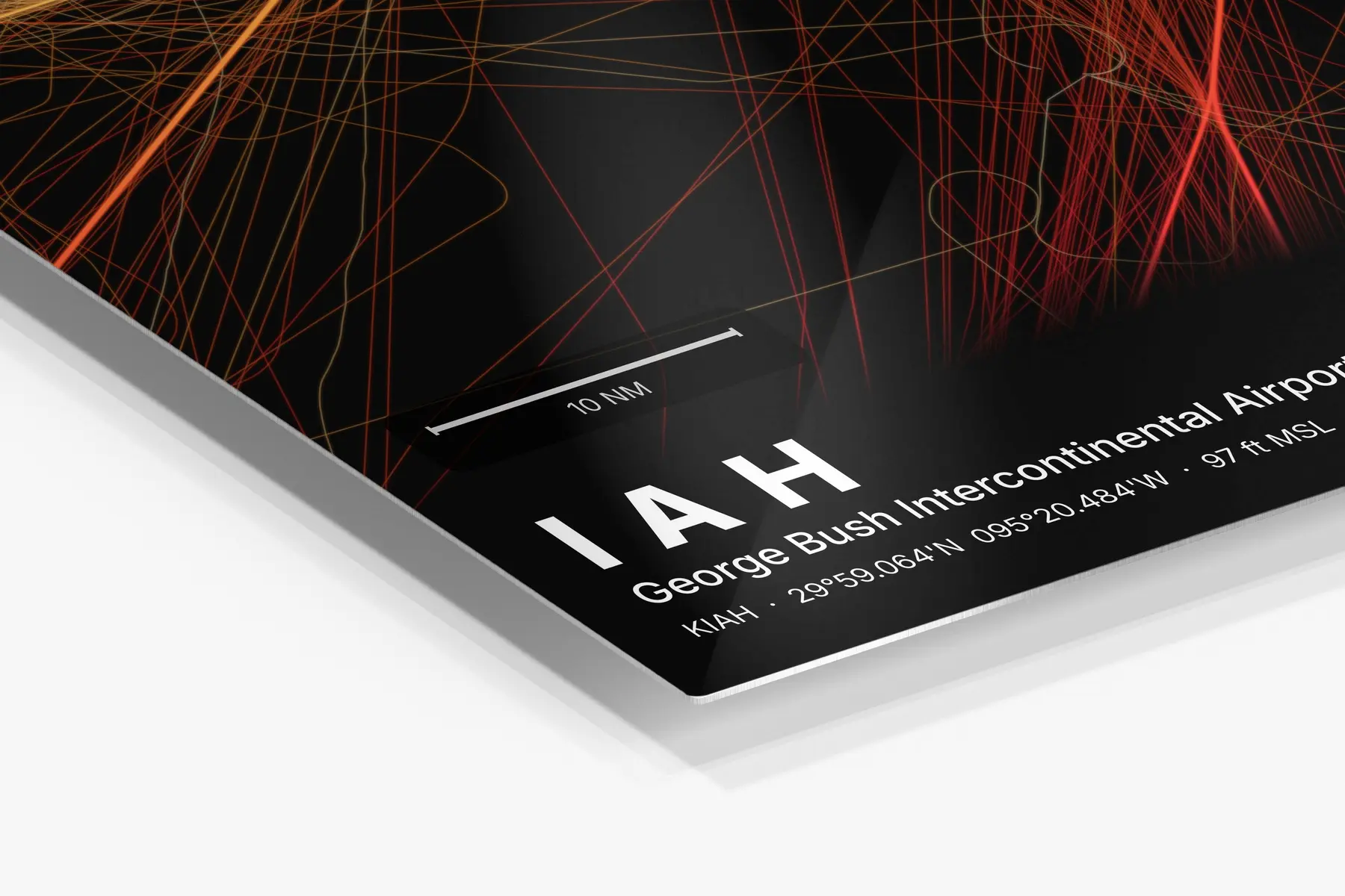 Close-up of the aluminum print's edge and high-gloss finish