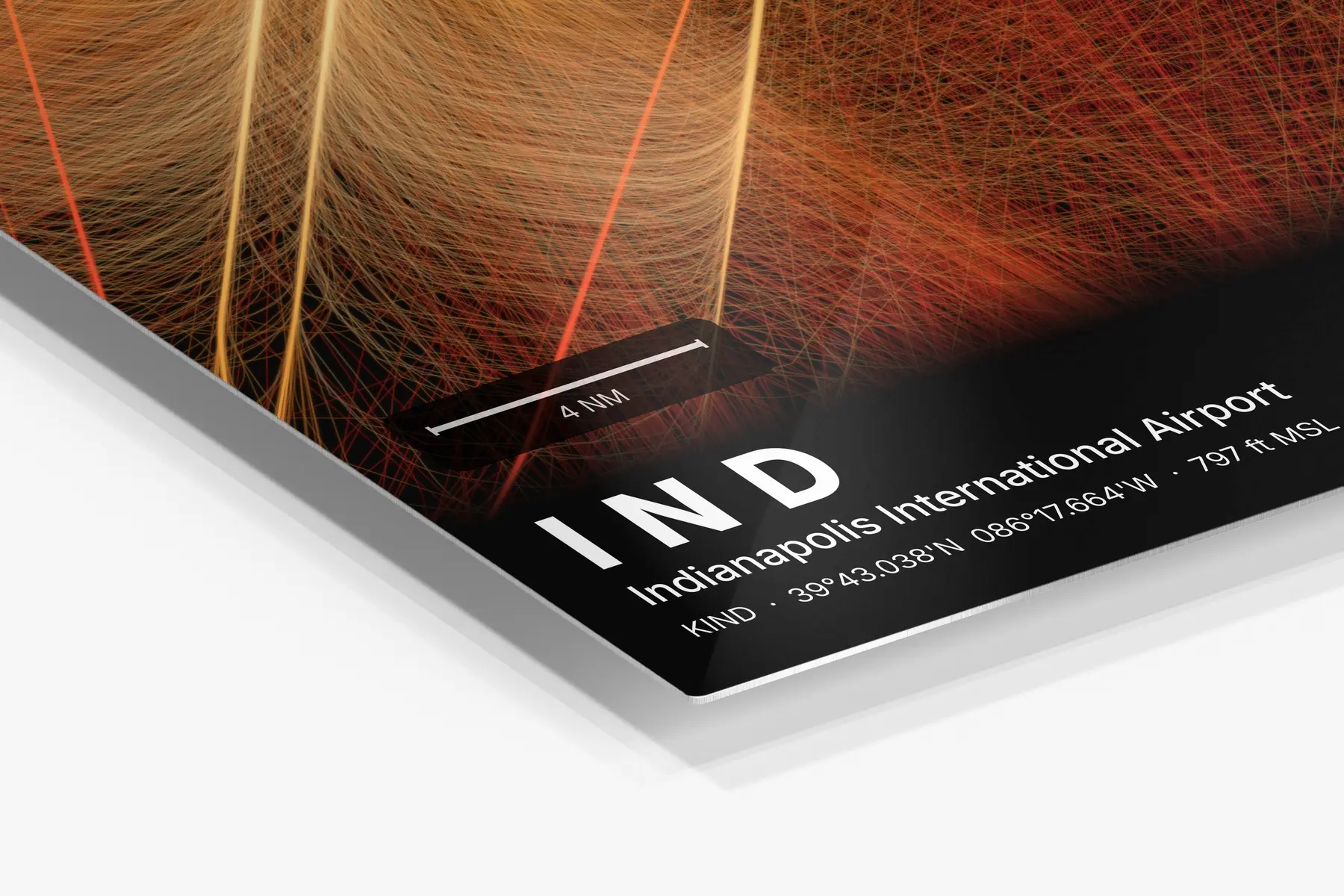 Close-up of the aluminum print's edge and high-gloss finish