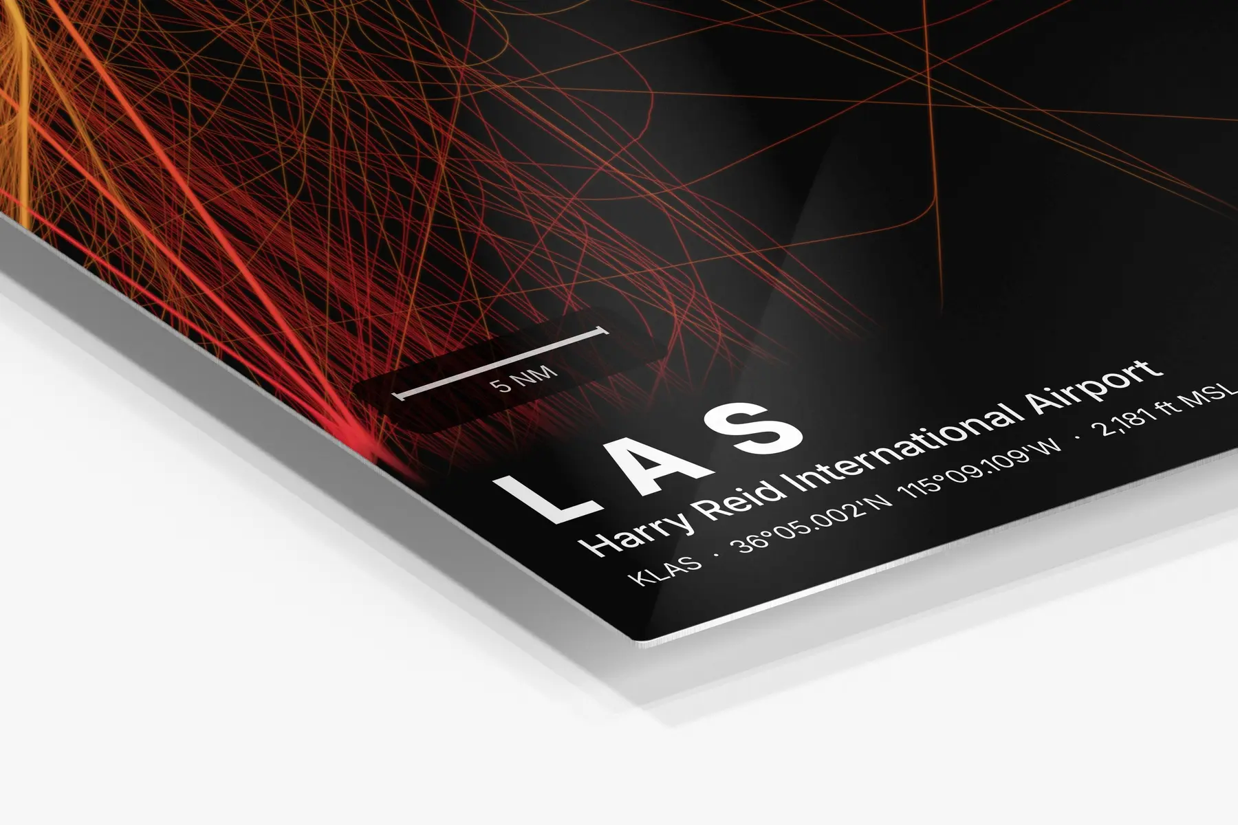 Close-up of the aluminum print's edge and high-gloss finish