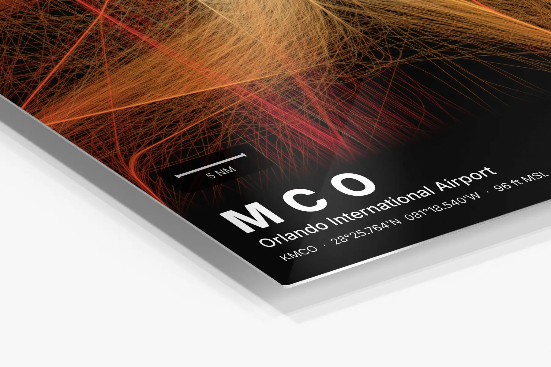 Close-up of the aluminum print's edge and high-gloss finish