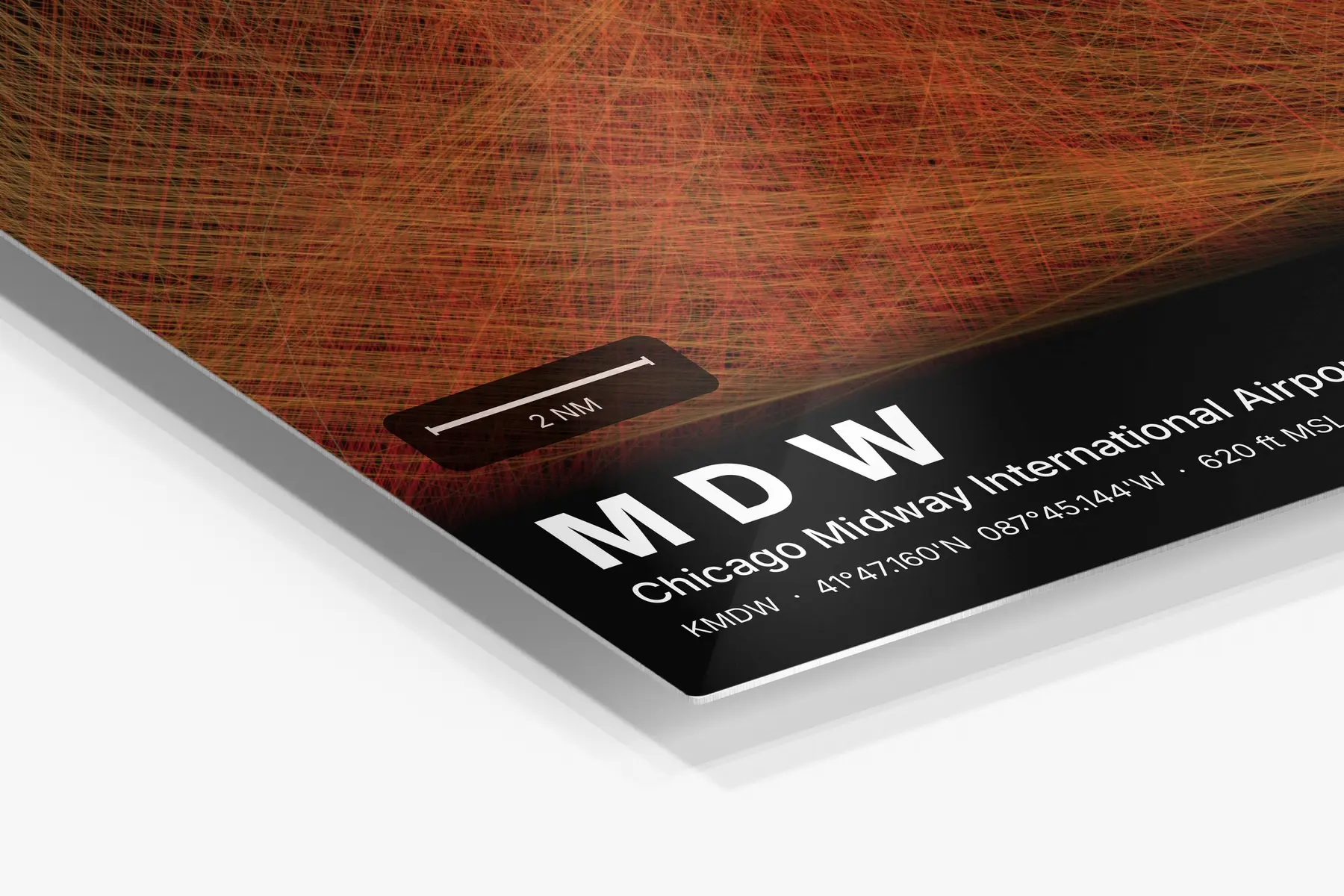 Close-up of the aluminum print's edge and high-gloss finish