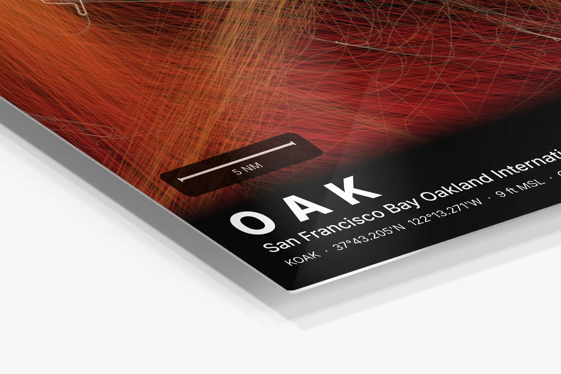 Close-up of the aluminum print's edge and high-gloss finish