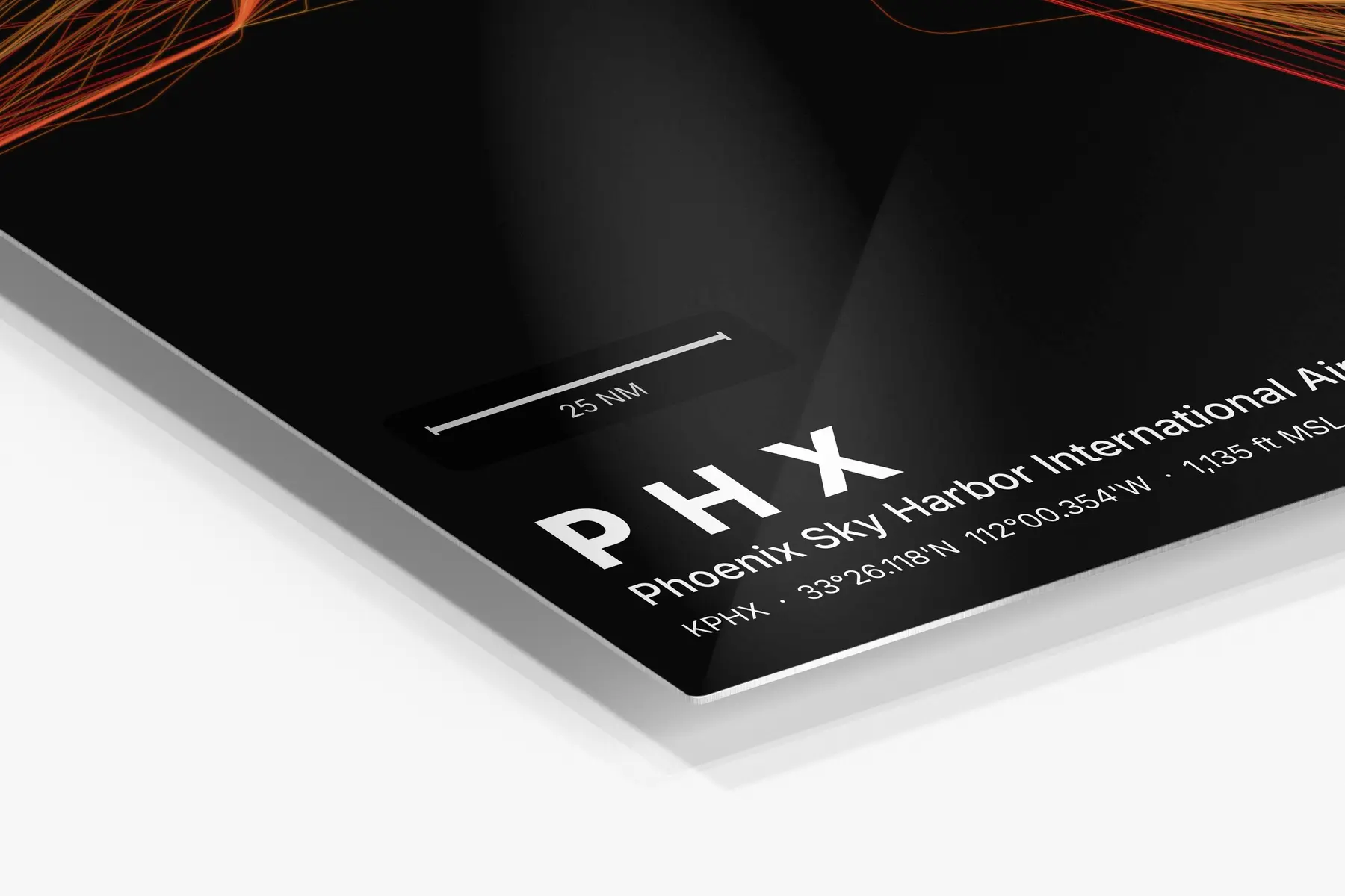 Close-up of the aluminum print's edge and high-gloss finish