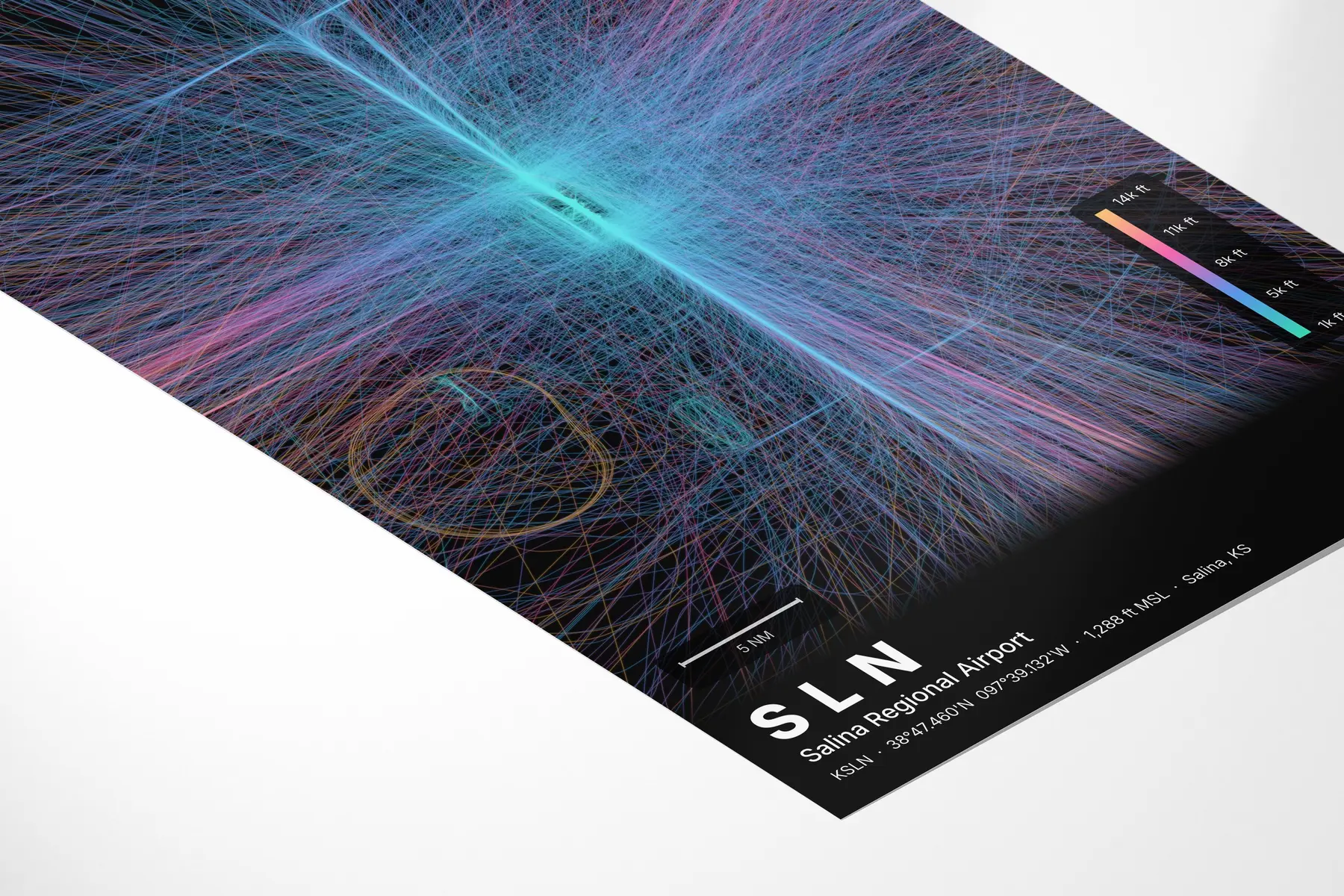 SLN flight path map — Aurora theme · Dark in corner-detail setting