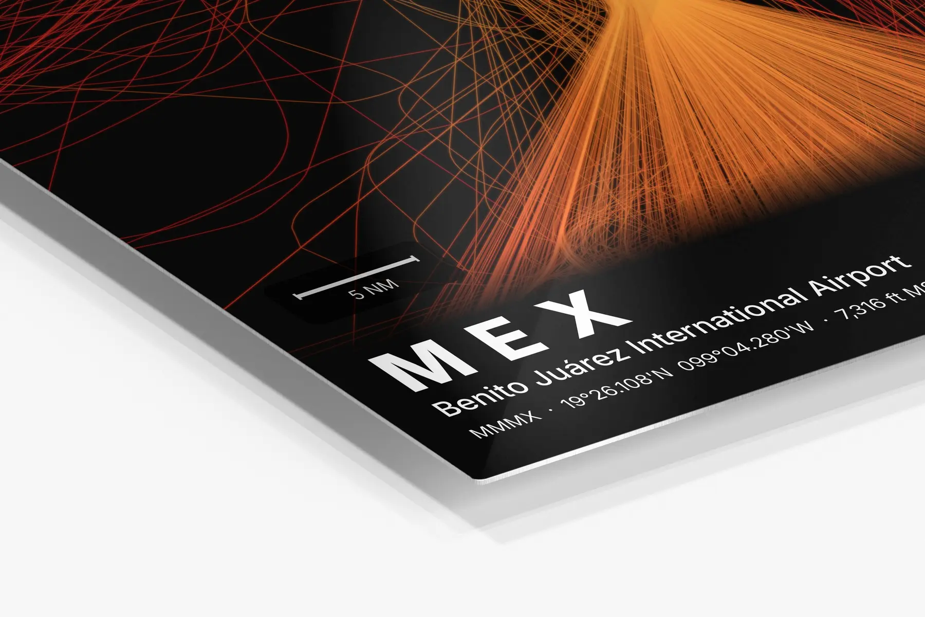 Close-up of the aluminum print's edge and high-gloss finish