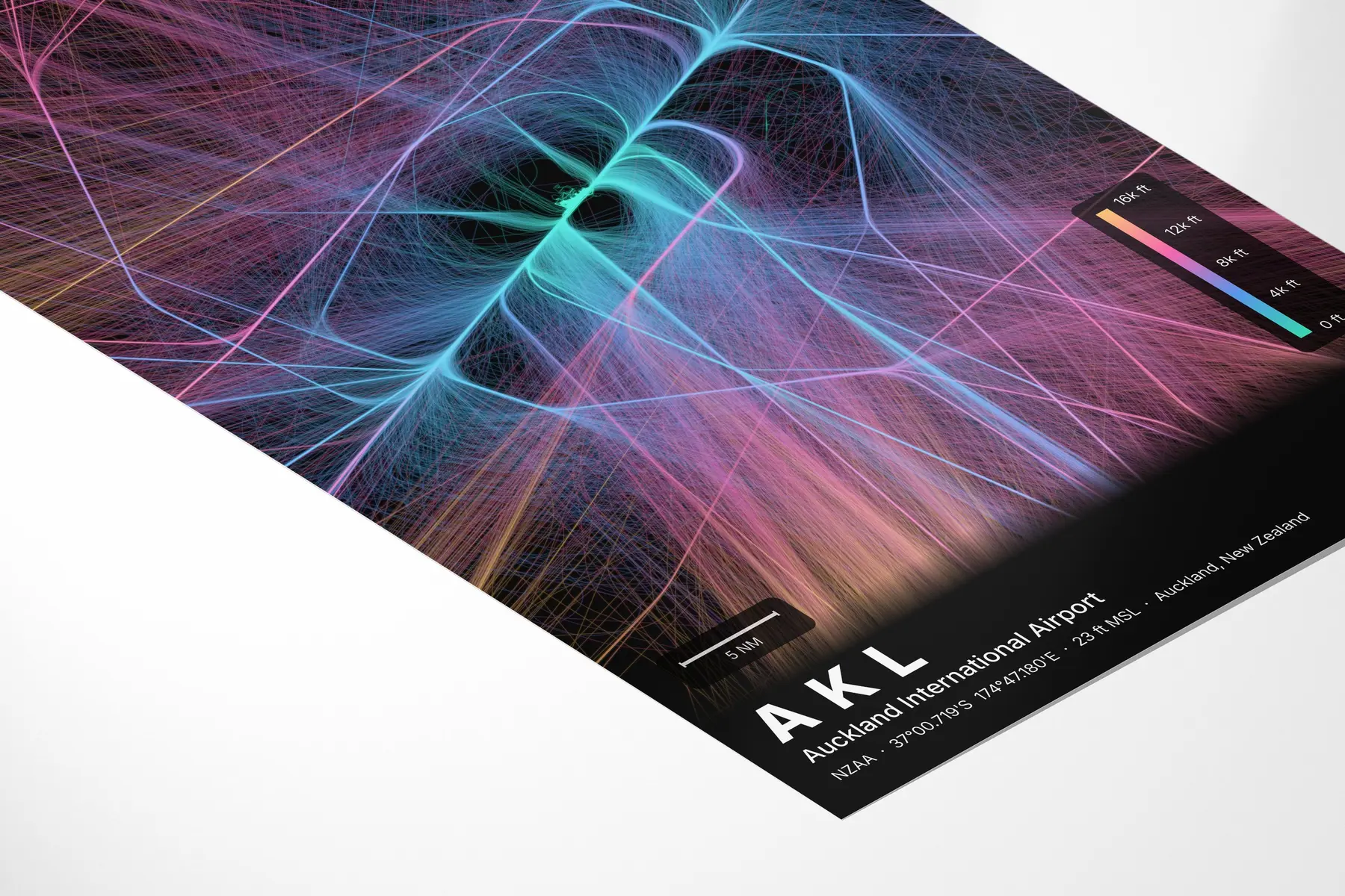 AKL flight path map — Aurora theme · Dark in corner-detail setting