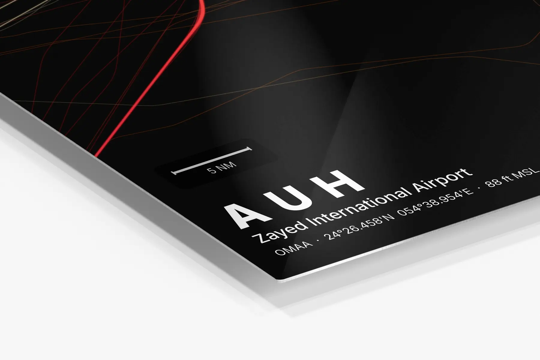 Close-up of the aluminum print's edge and high-gloss finish