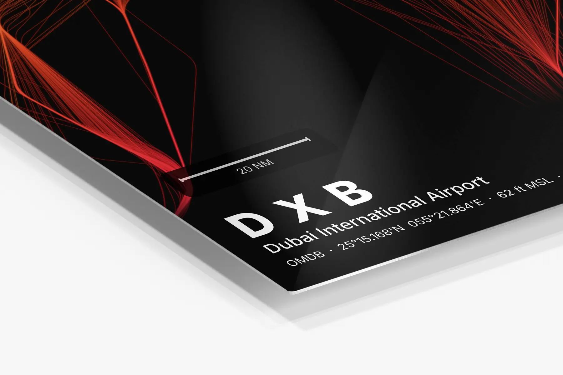 Close-up of the aluminum print's edge and high-gloss finish