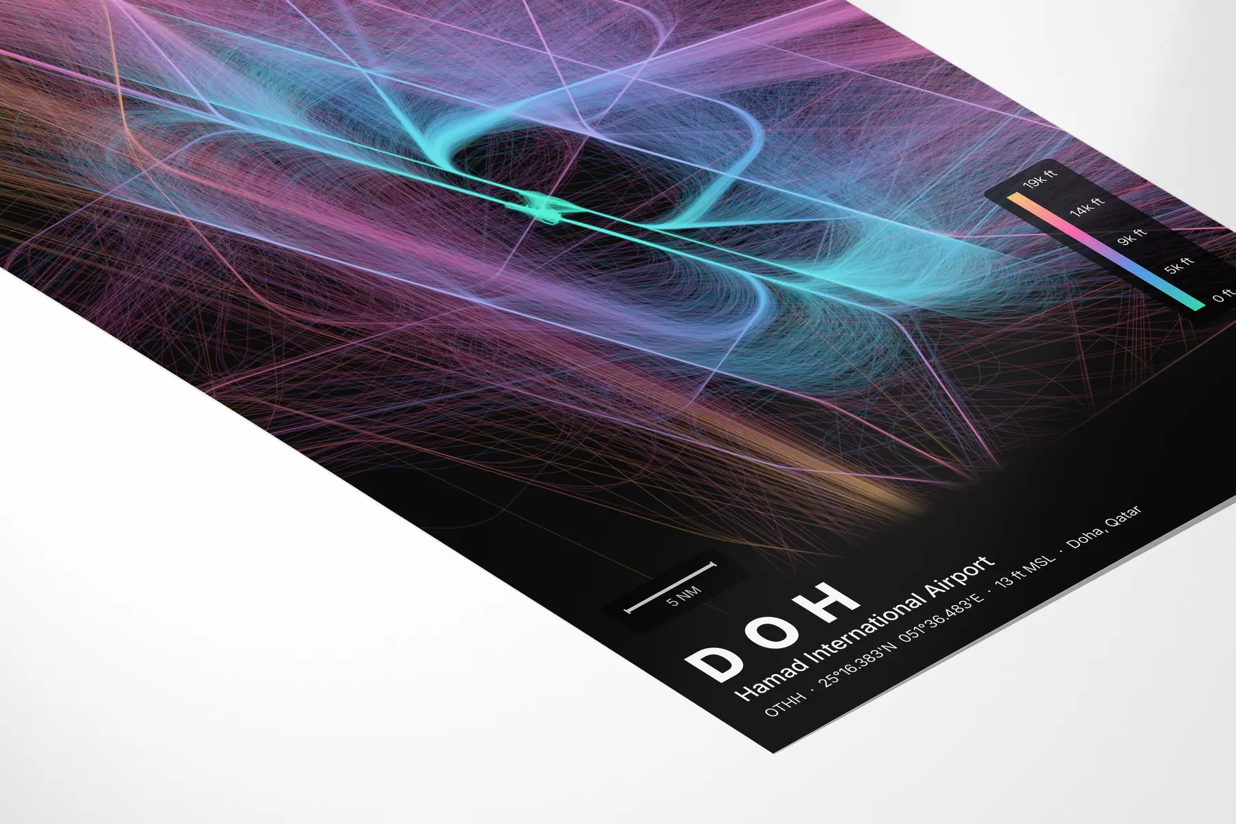 DOH flight path map — Aurora theme · Dark in corner-detail setting