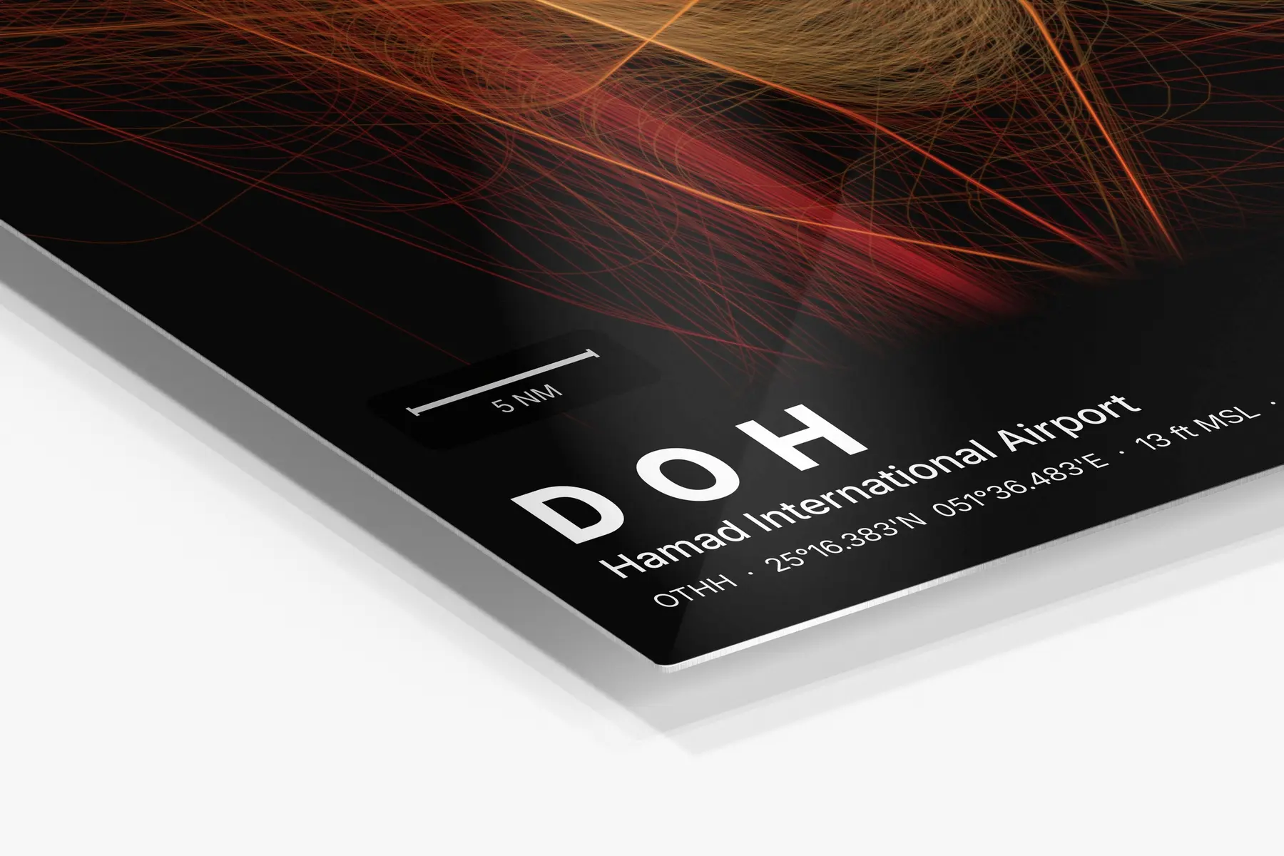 Close-up of the aluminum print's edge and high-gloss finish