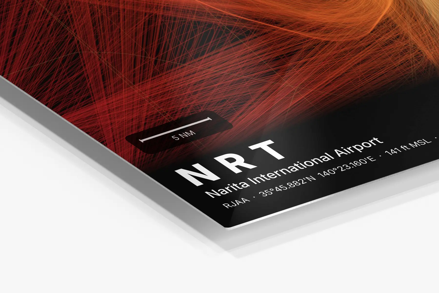 Close-up of the aluminum print's edge and high-gloss finish