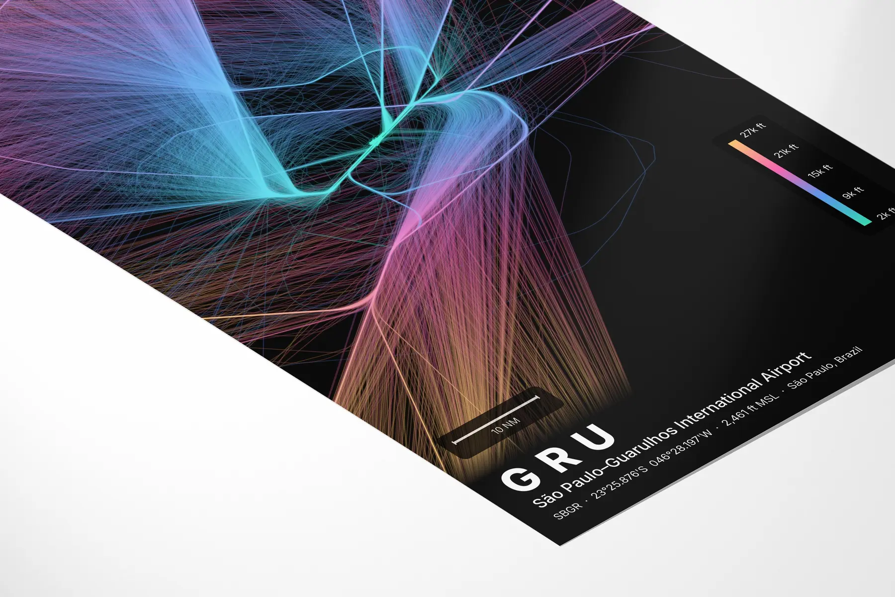 GRU flight path map — Aurora theme · Dark in corner-detail setting