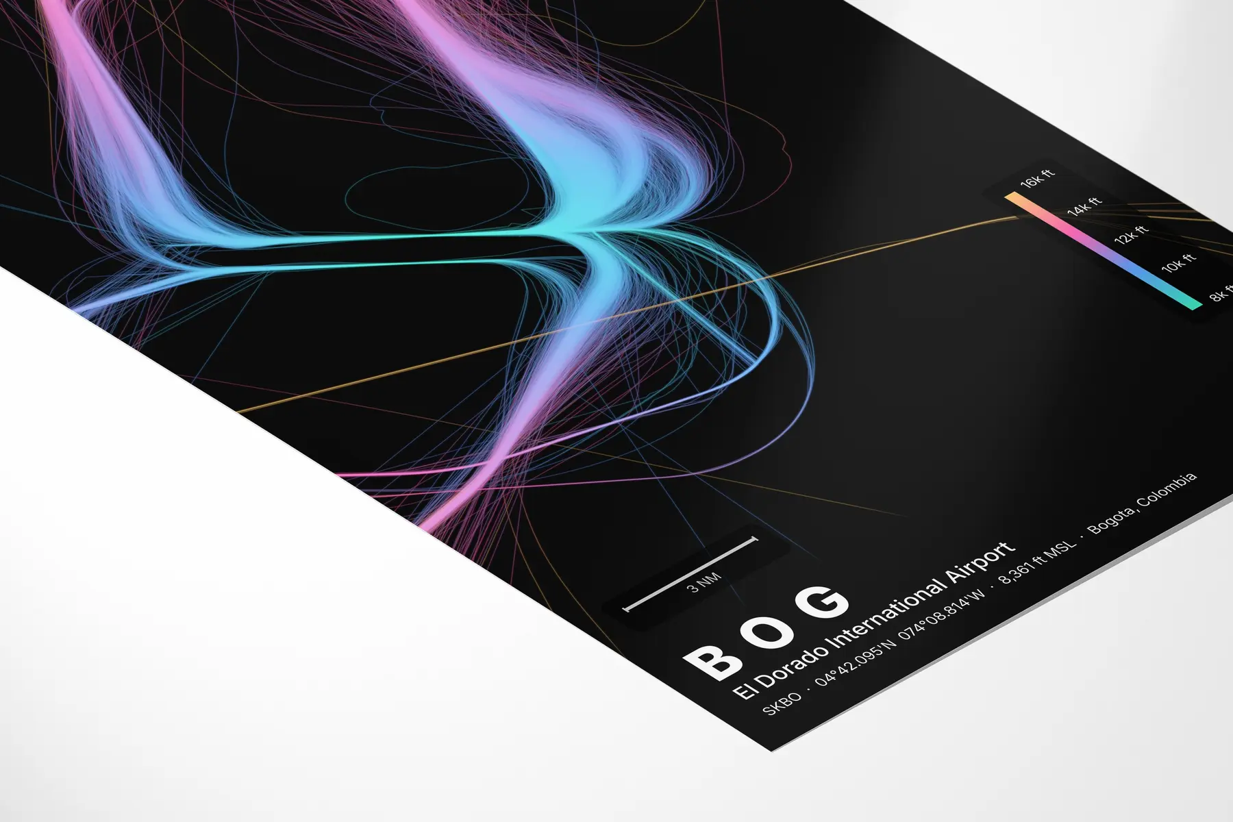 BOG flight path map — Aurora theme · Dark in corner-detail setting