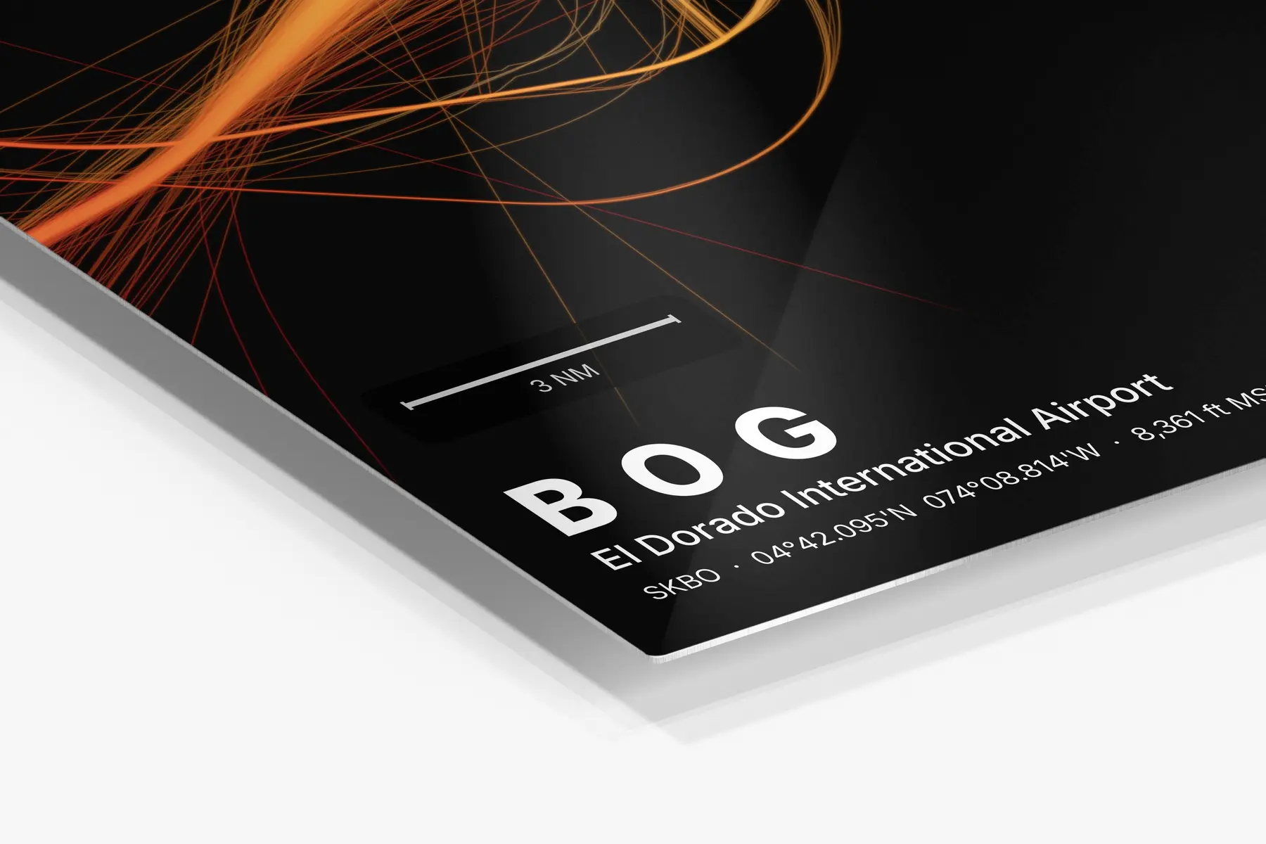 Close-up of the aluminum print's edge and high-gloss finish