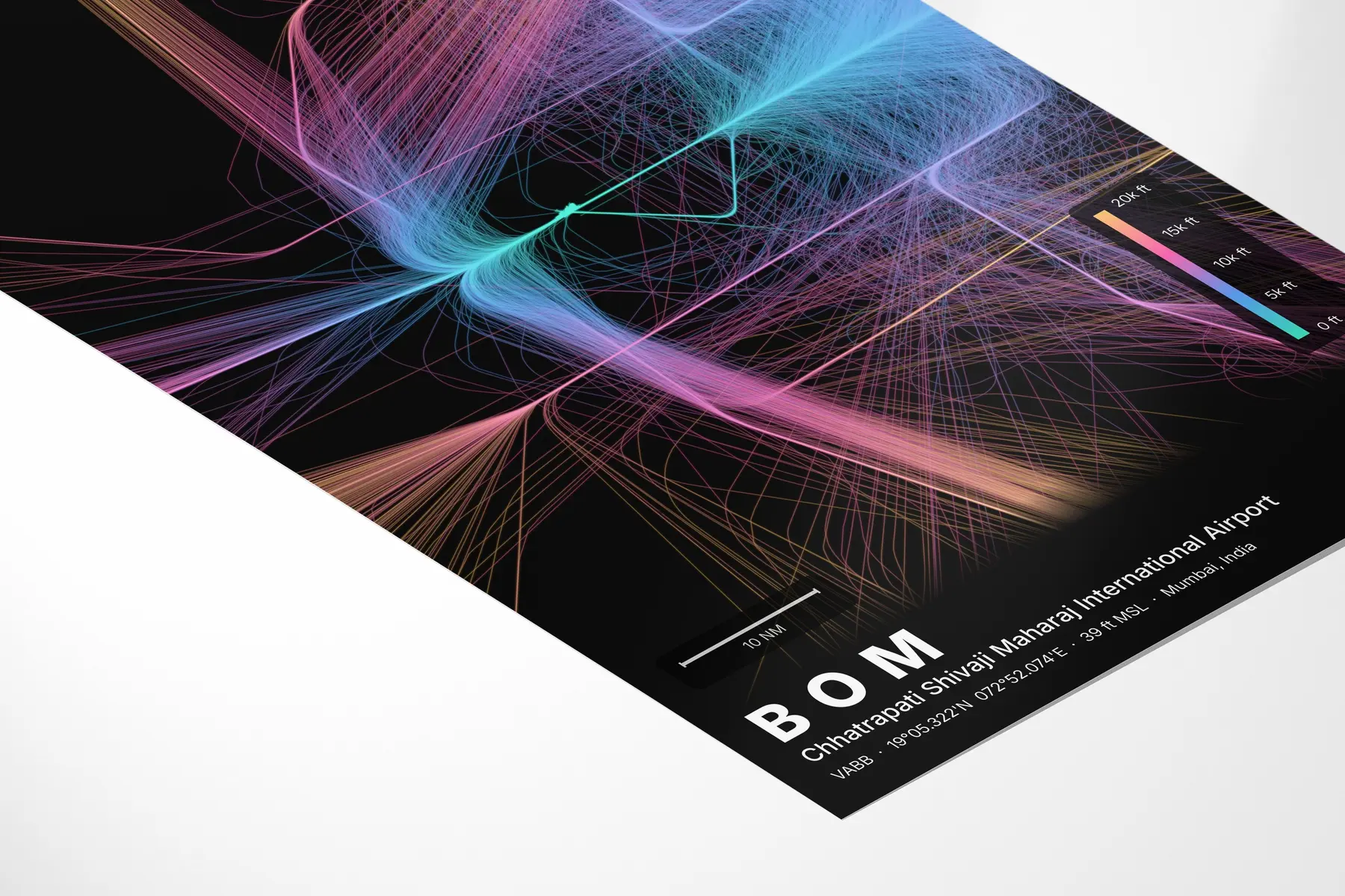 BOM flight path map — Aurora theme · Dark in corner-detail setting