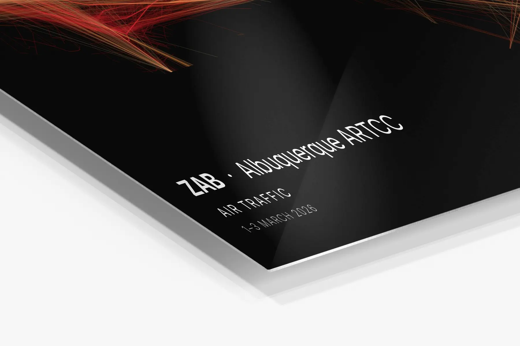 Albuquerque ARTCC print — Inferno theme · Dark in corner-detail setting